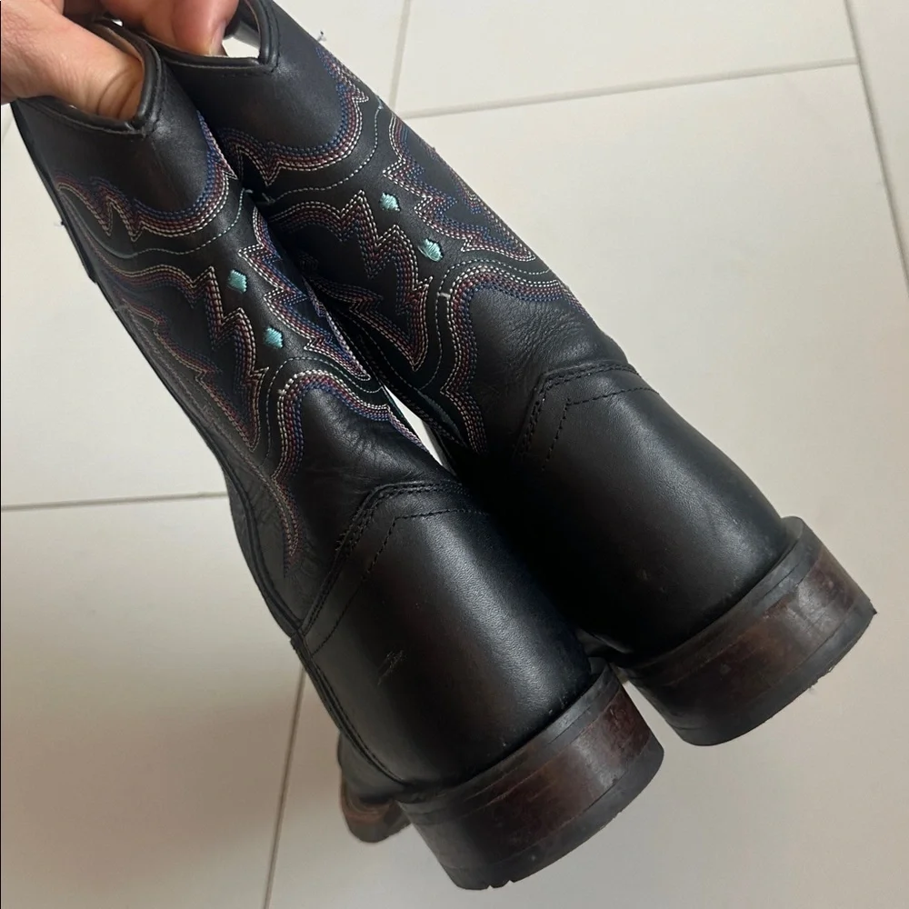 Shyanne Black Leather Cowboy Boots girls 3